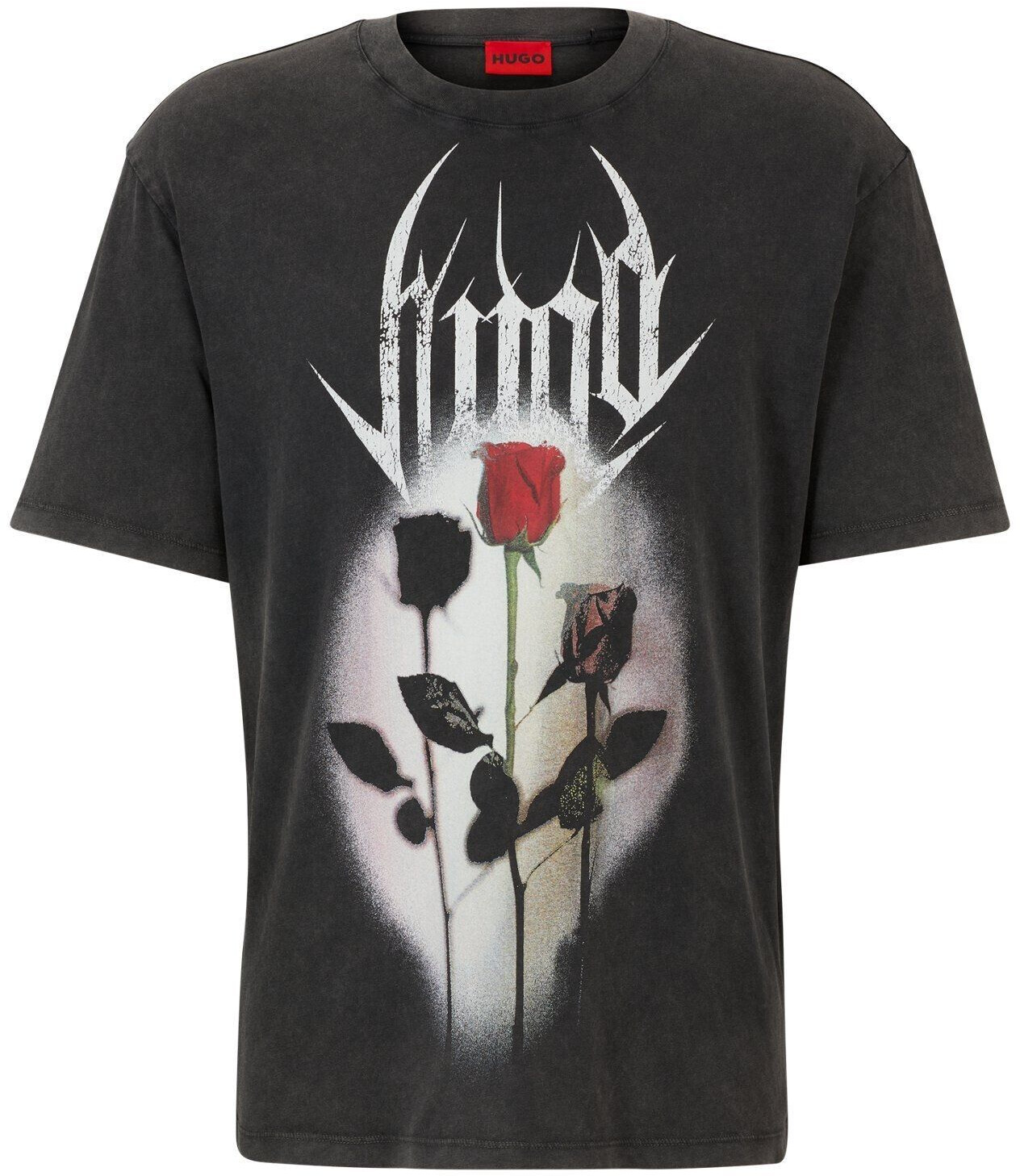 Hugo Relaxed-fit cotton T-shirt with band-style artwork (50511731) grey