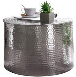 Finebuy Living room table Ø 61 cm silver metal (SuVa12255_1)