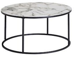 Finebuy Round living room table Ø 80 cm white marble look (FB59952)