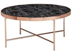 Finebuy Living room table marble look black round Ø82.5 cm copper (FB52963)