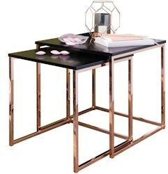 Finebuy CHUR storage table metal/MDF set of 2 orange (SuVa13973_1)