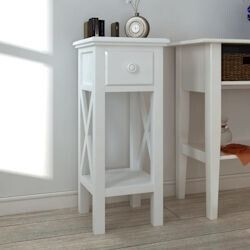 vidaXL Side table with drawer white (241147)