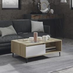 vidaXL Coffee table white and Sonoma oak 90x60x35 cm wood material (806009)
