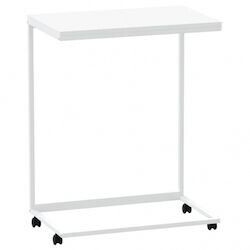 vidaXL Side table with wheels 55x35x70 cm wood material V2 white/brown (343103)
