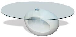 Photos - Coffee Table VidaXL  with oval glass top high gloss white  (240318)