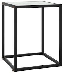 vidaXL Coffee table black with white glass marble look 40x40x50 cm (322909)