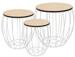 vidaXL Coffee table set 3 pieces. Poplar Plywood Iron (246837)