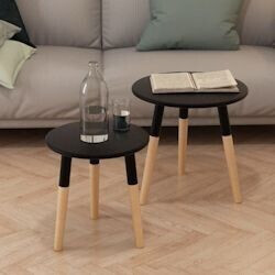 vidaXL Side table set 2 pcs. Solid pine wood black (244735)