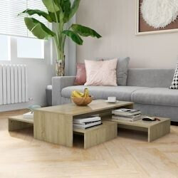 vidaXL Nesting table set Sonoma oak 100x100x26.5 cm wood material (806798)