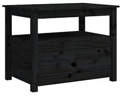 vidaXL Coffee table solid pine wood 71x49x55 cm V13 black (820940)