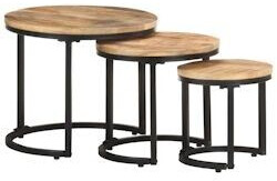 vidaXL Side tables 3 pcs. 31x32/41x39/52x44 cm Rough mango wood (320686)