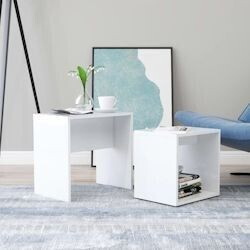 Photos - Coffee Table VidaXL  set high-gloss white 48x30x45 cm made of wood ( 