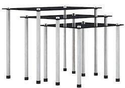 vidaXL Nesting tables 3 pieces 45.5x29.5x37/38.5x29.5x33/31.5x29.5x29 cm black tempered glass (249527)