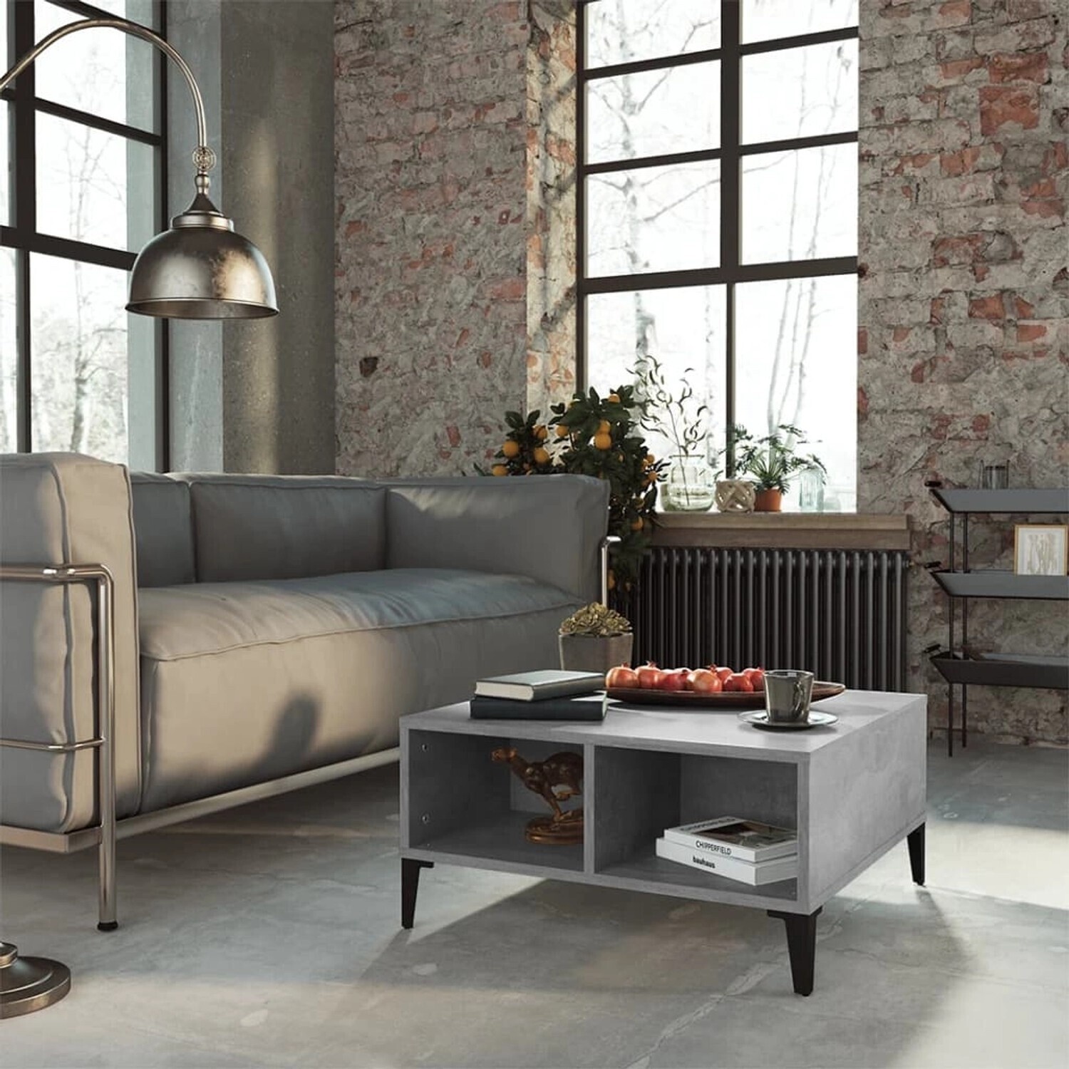 vidaXL Sofa table concrete gray 60x60x30 cm wood material (805990)