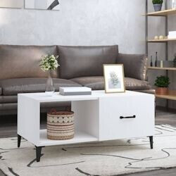 vidaXL Sofa table white 90x50x40 cm wood material (812663)