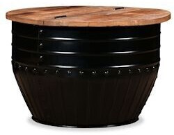 vidaXL Coffee table reclaimed wood solid black drum shape (245255)