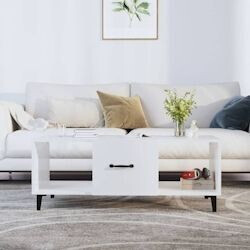 Photos - Coffee Table VidaXL  high-gloss white 102x50x40 cm made of wood (812 