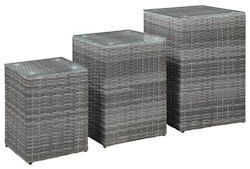 vidaXL Side tables 3 pcs. with glass top gray poly rattan (46985)
