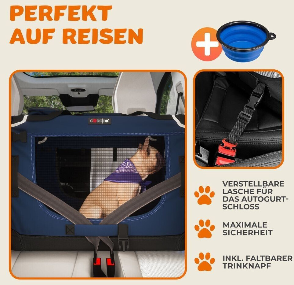 Cadoca Caisse de transport pour chien L Navy Cadoca Caisse de transport pour chien L Navy