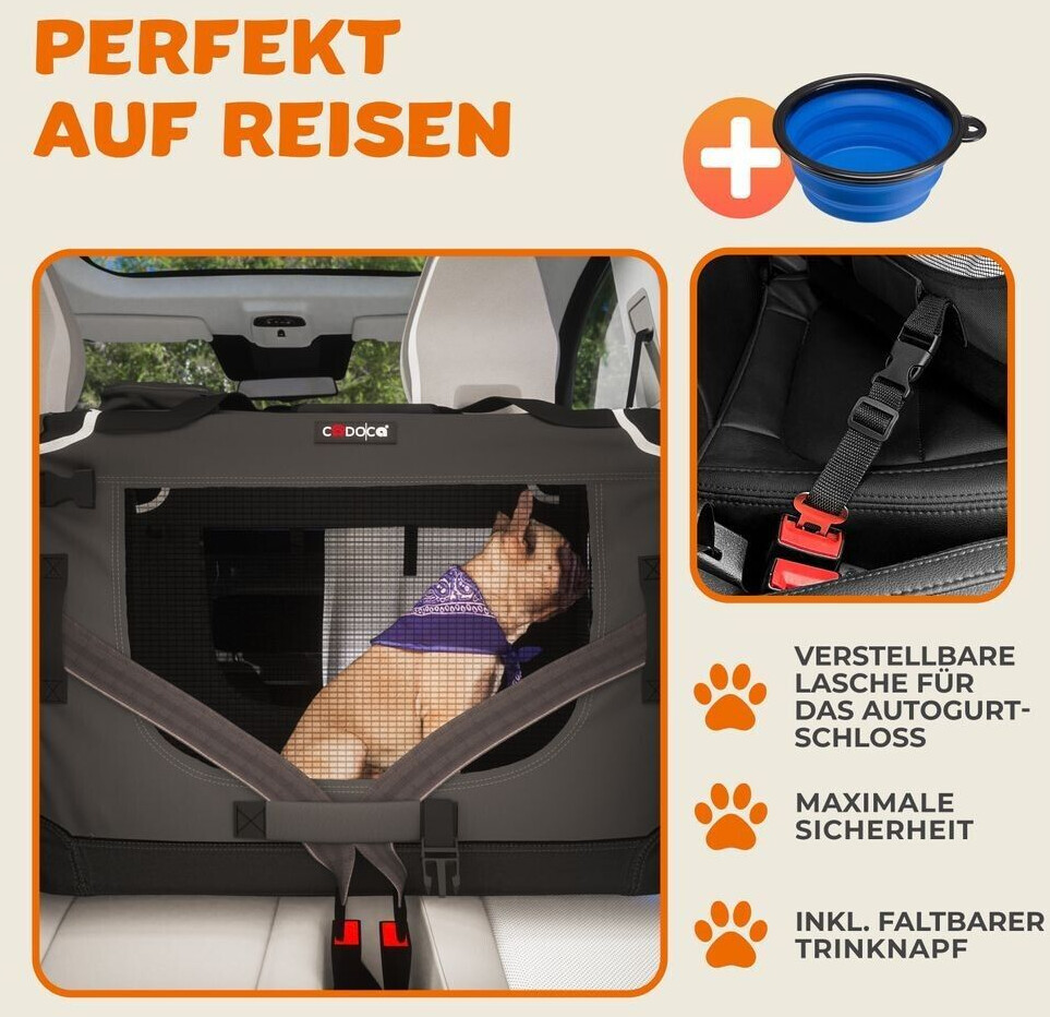 Cadoca Caisse de transport pour chien L Dark Grey Cadoca Caisse de transport pour chien L Dark Grey