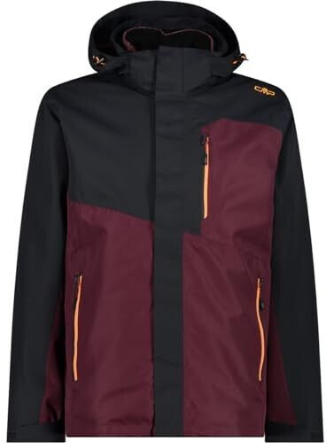 CMP Men's 3-in-1 Jacket with Detachable Inner Fleece (31Z1587D) anthracite/burgundy
