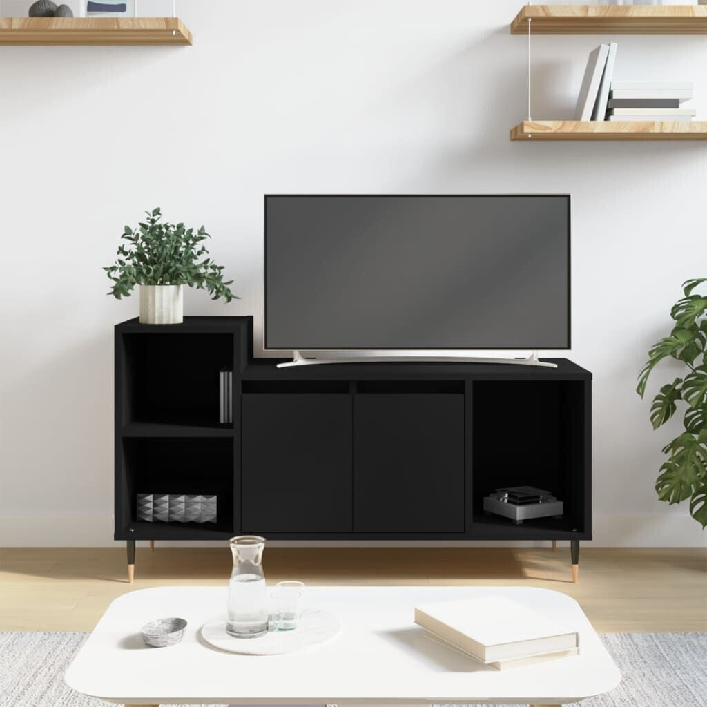 vidaXL TV stand cabinet 100x35x55 plywood wood black
