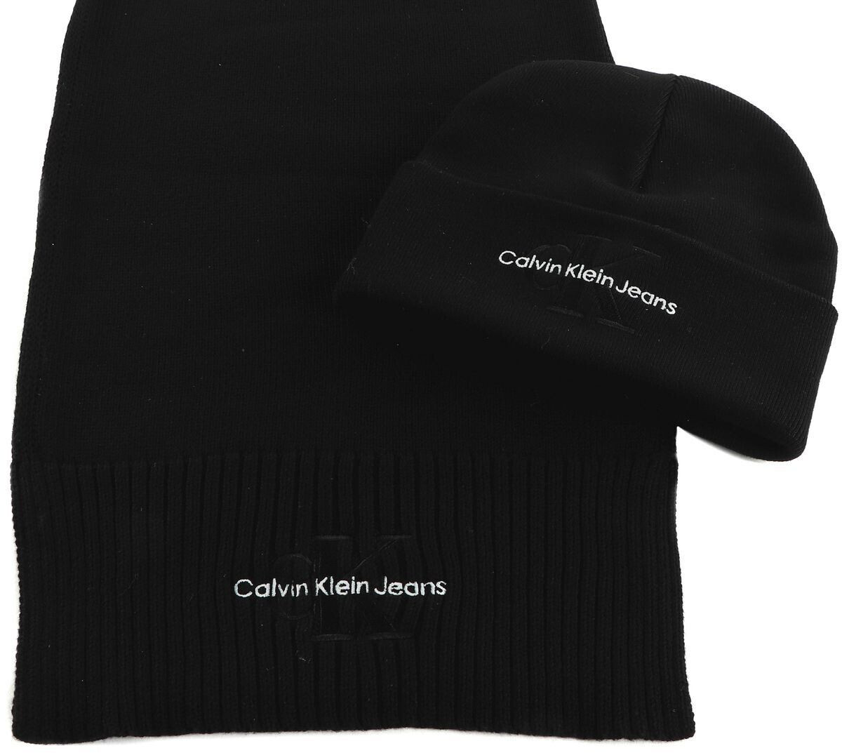 Calvin Klein CKJ Gifting Softies Logo Beanie Scarf (K60K611418) black