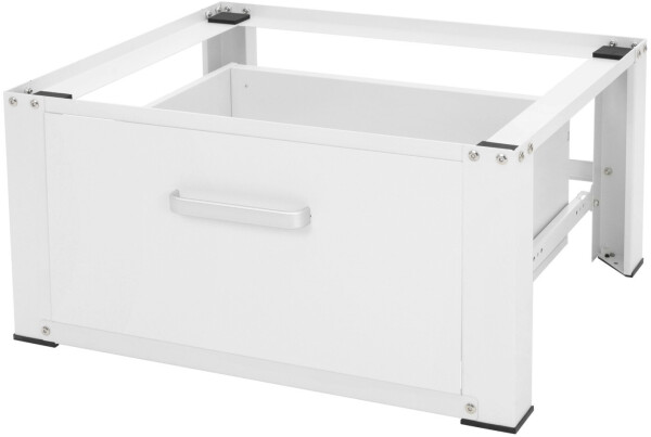 ML-Design Waschmaschinen Untergestell mit Schublade, 63x54 cm, Weiß, aus Stahl, bis 150kg,