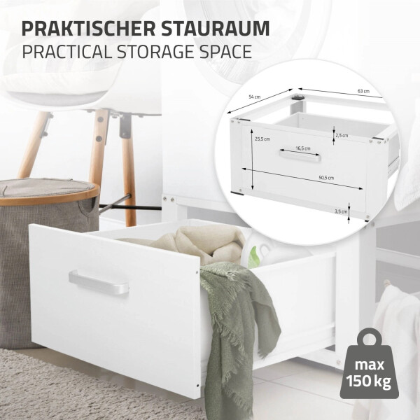 ML-Design Waschmaschinen Untergestell mit Schublade, 63x54 cm, Weiß, aus Stahl, bis 150kg,, Bild 5