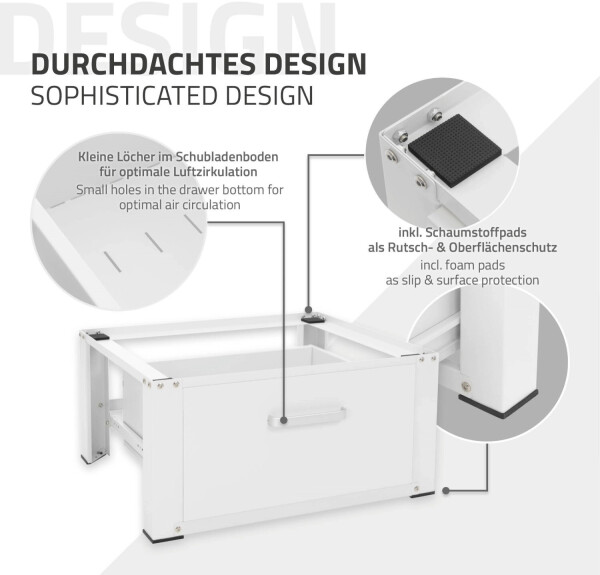 ML-Design Waschmaschinen Untergestell mit Schublade, 63x54 cm, Weiß, aus Stahl, bis 150kg,, Bild 6