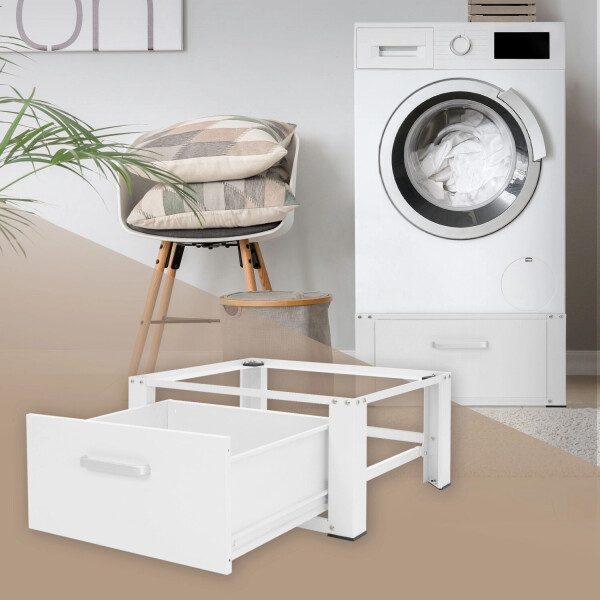 ML-Design Waschmaschinen Untergestell mit Schublade, 63x54 cm, Weiß, aus Stahl, bis 150kg,, Bild 8