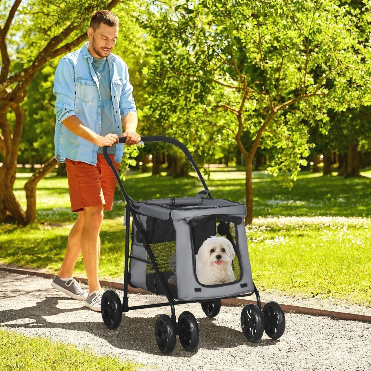 Pawhut Poussette pour chien gris Pawhut Poussette pour chien gris