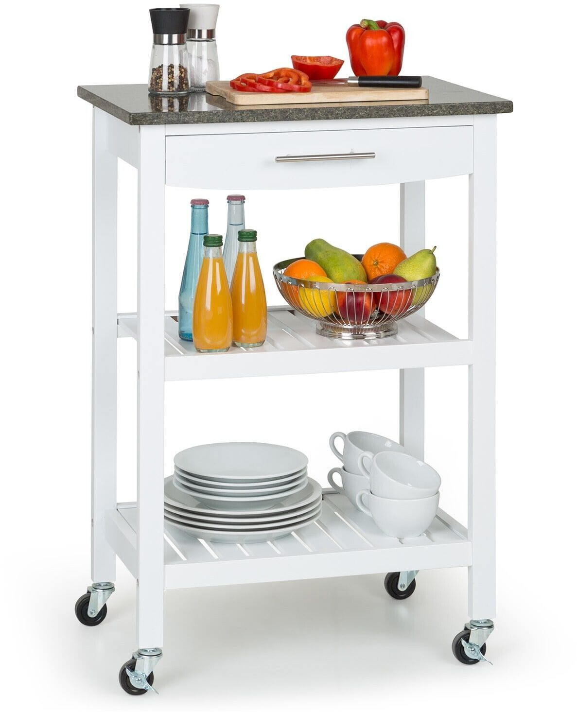 Klarstein Tennessee kitchen trolley 58x85x40 cm granite white