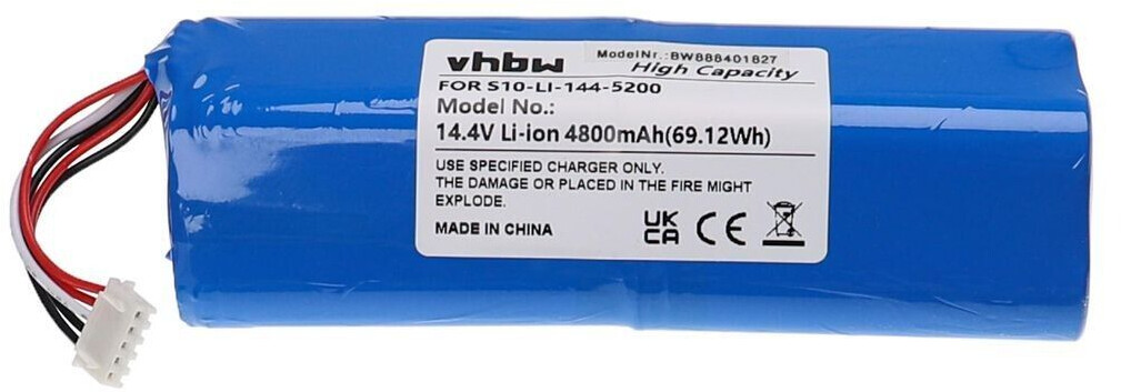 vhbw 1x battery replacement for Ecovacs 201-1913-4200, 201-1913-4201, S10-Li-144-5200, S10-Li-144-6800 for vacuum cleaner (4800 mAh, 14.4 V, Li-Ion)