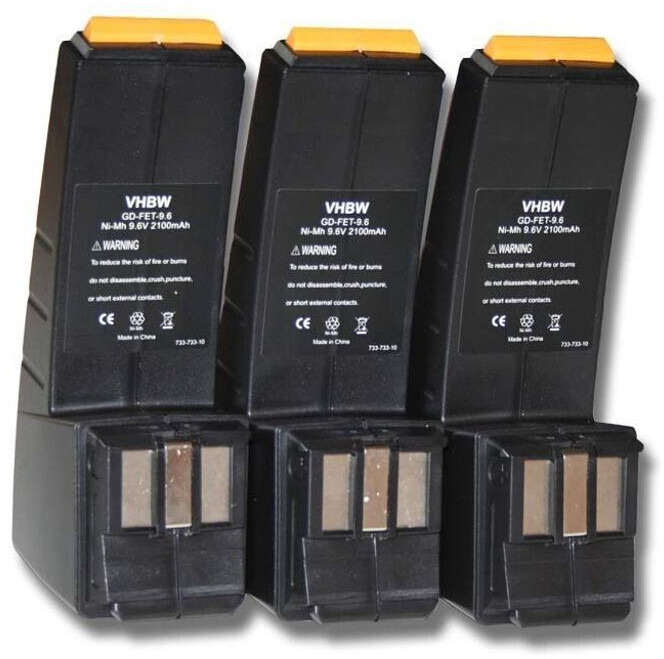 vhbw 3x battery replacement for Festo / Festool CDD9.6, CCD9.6ES, CCD9.6FX for power tools (2100 mAh, NiMH, 9.6 V)