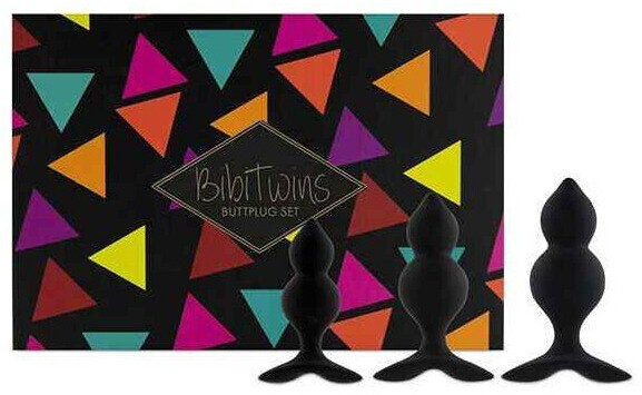 FeelzToys Bibi Twin Butt Plug Set (3 pcs.) Black