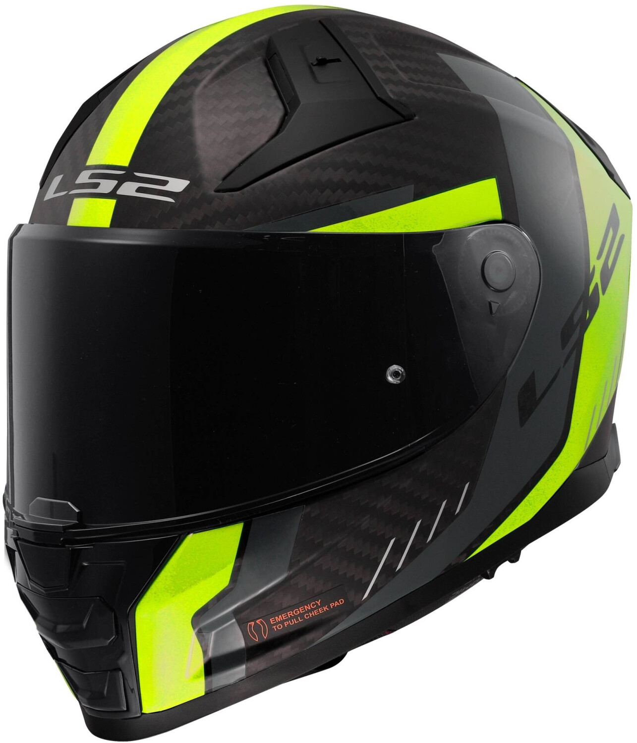 LS2 FF811 Vector II Carbon Grid mat noir/jaune fluo
