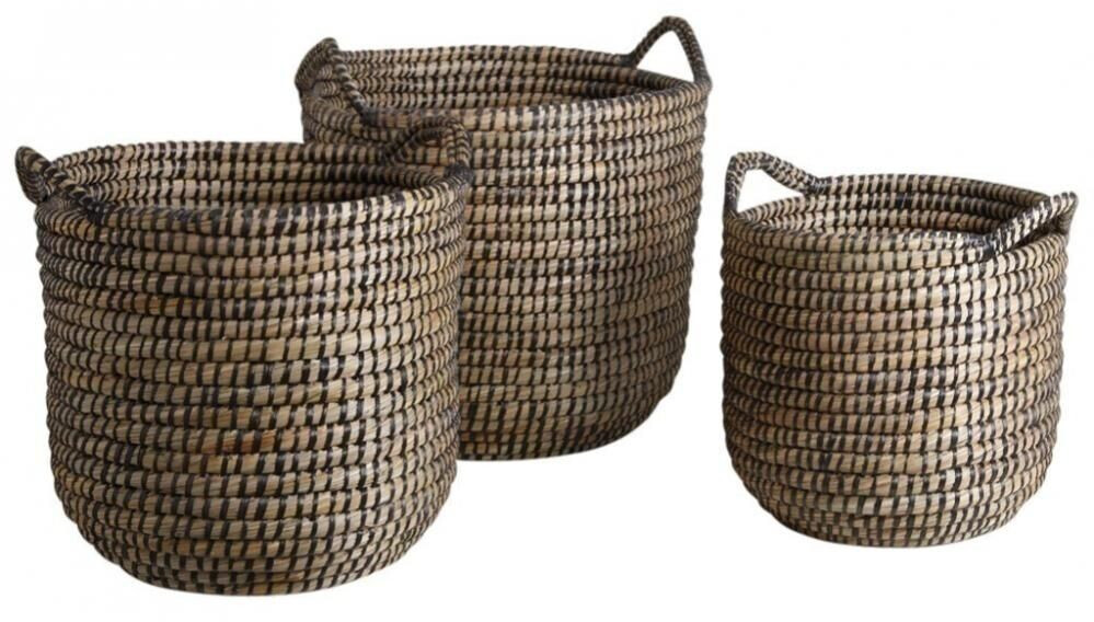 Aubry Gaspard 3 cache-pots ronds en jonc