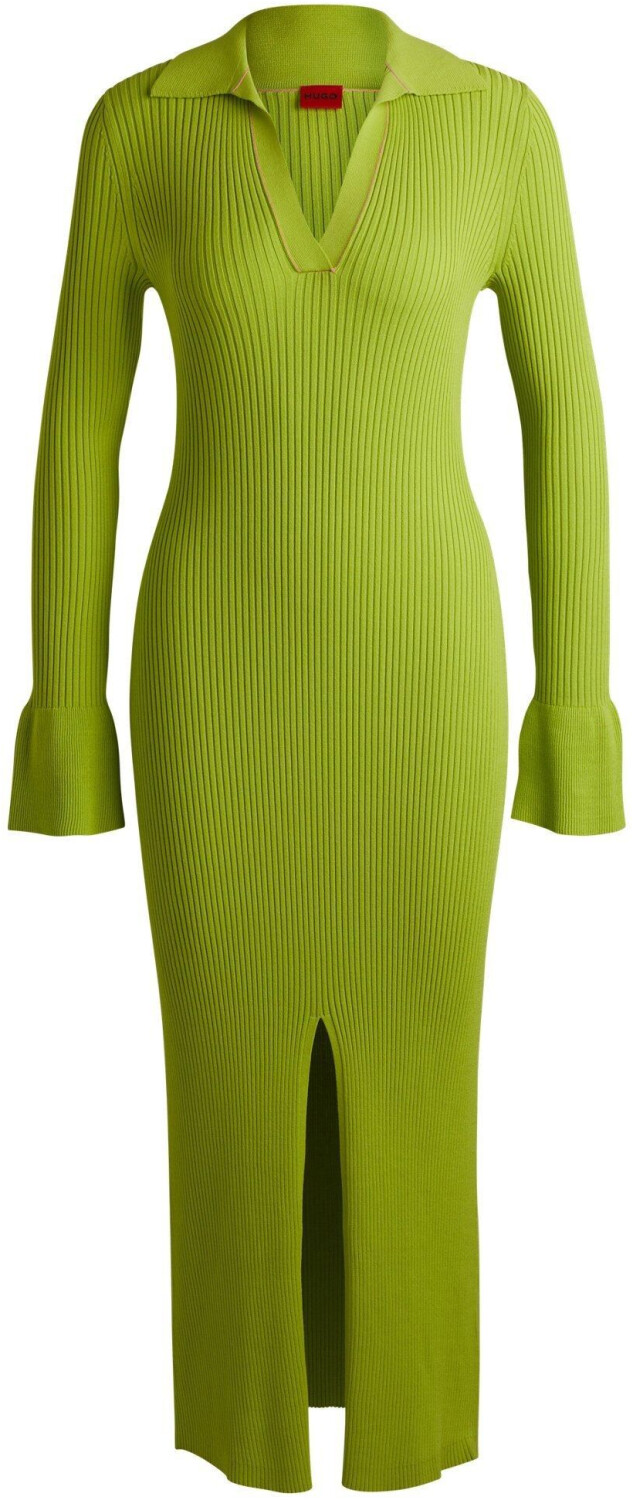 Hugo Boss Ribbed crepe polo dress with front slit (50507922) green