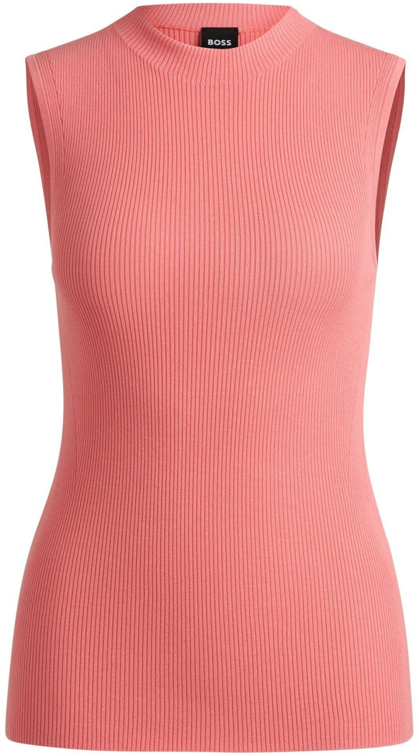 Hugo Boss Sleeveless top in ribbed fabric with stand-up collar (50473237) red