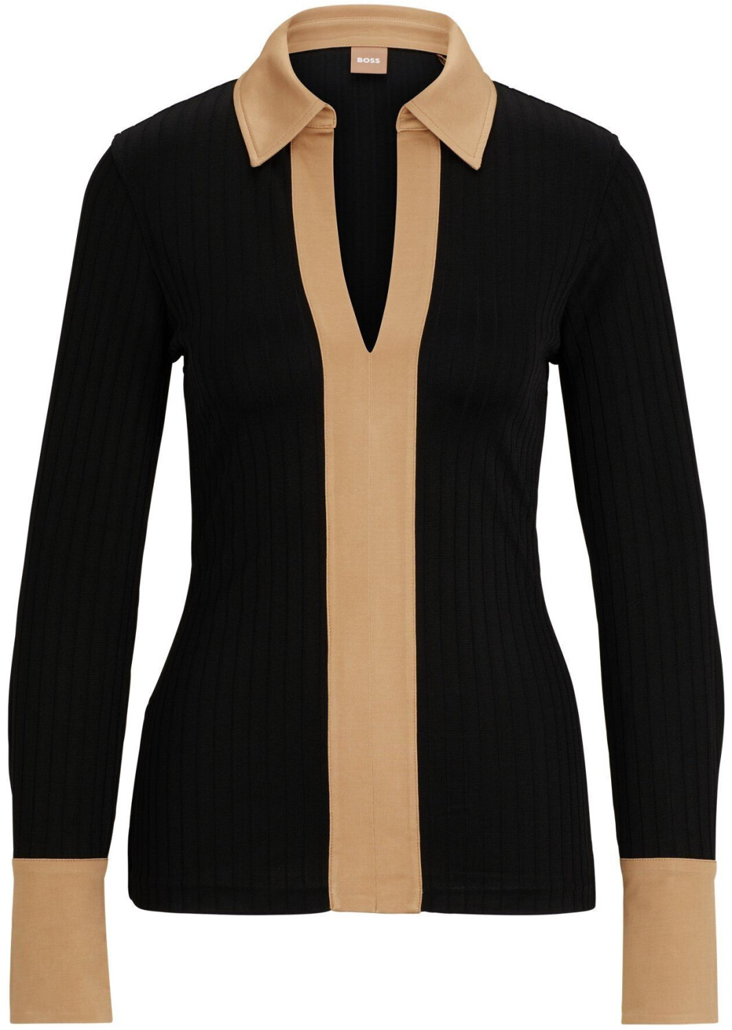 Hugo Boss Ribbed long-sleeved blouse with Johnny collar (50505794) black