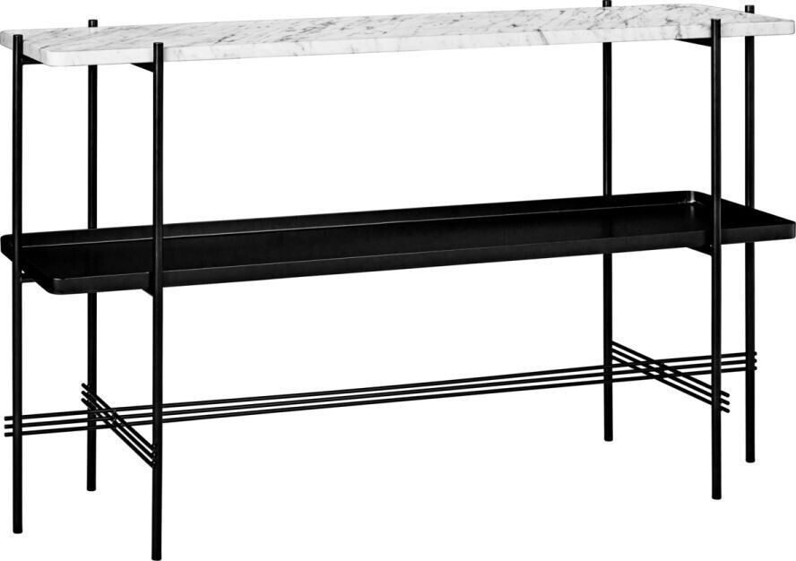 Gubi TS console with tray 120x30x72 cm Marquina marble black