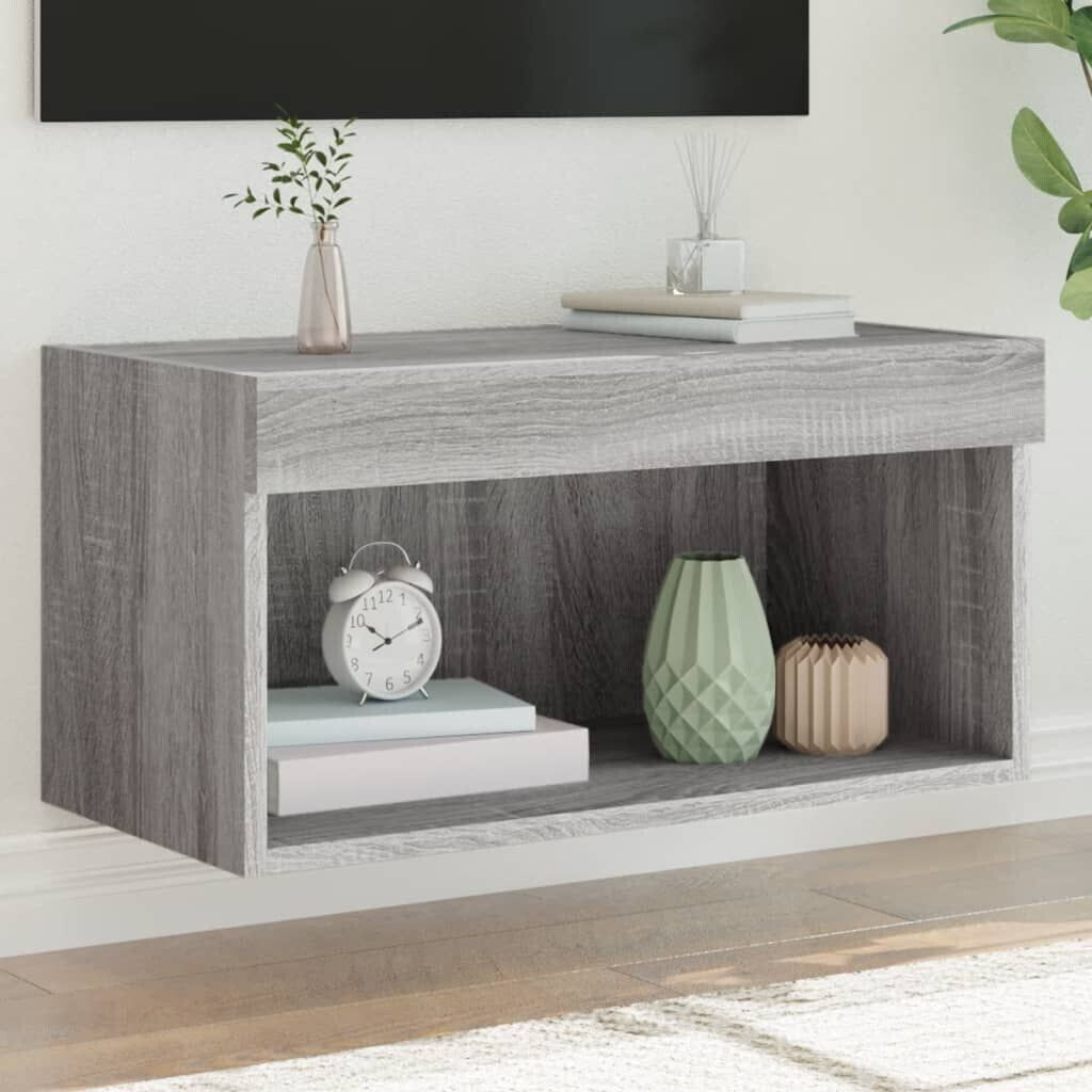 vidaXL TV stand cabinet with LED lights 60x30x30 cm sonoma grey