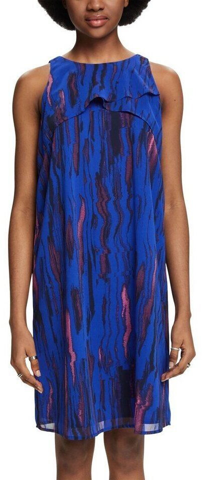 Esprit Crêpe chiffon mini dress with print (034EE1E331) bright blue