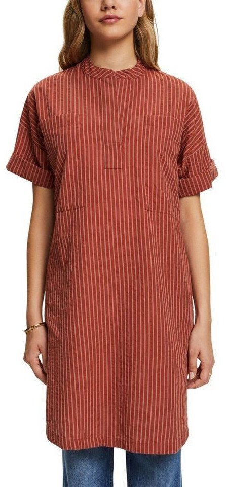 Esprit Striped mini shirt dress (073EE1E308) terracotta