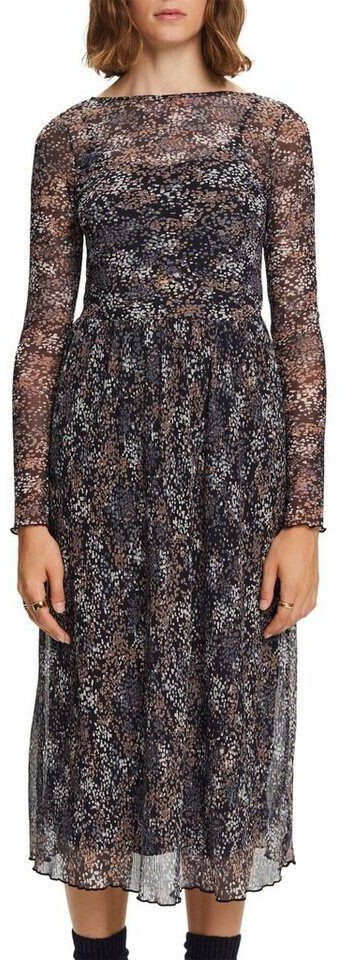 Esprit Pleated mesh dress with pattern (083EE1E312) lacquer