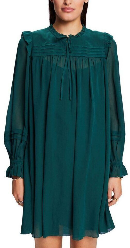 Esprit Crêpe chiffon mini dress (103EE1E342) emerald green