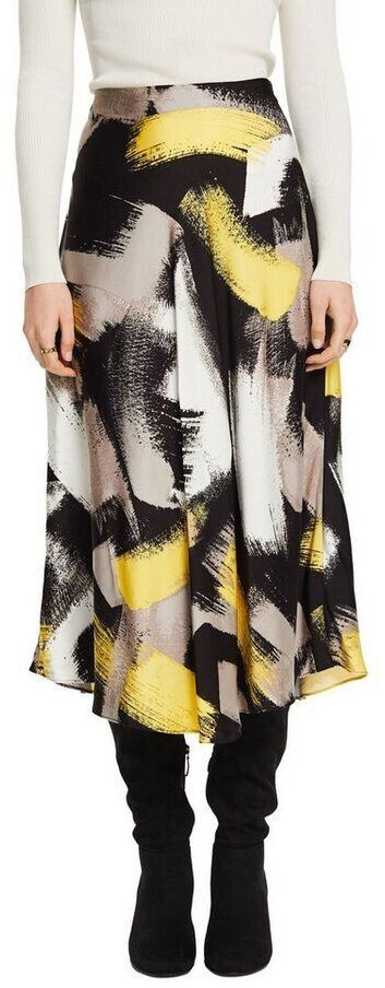 Esprit Satin midi skirt with print (024EE1D316) black