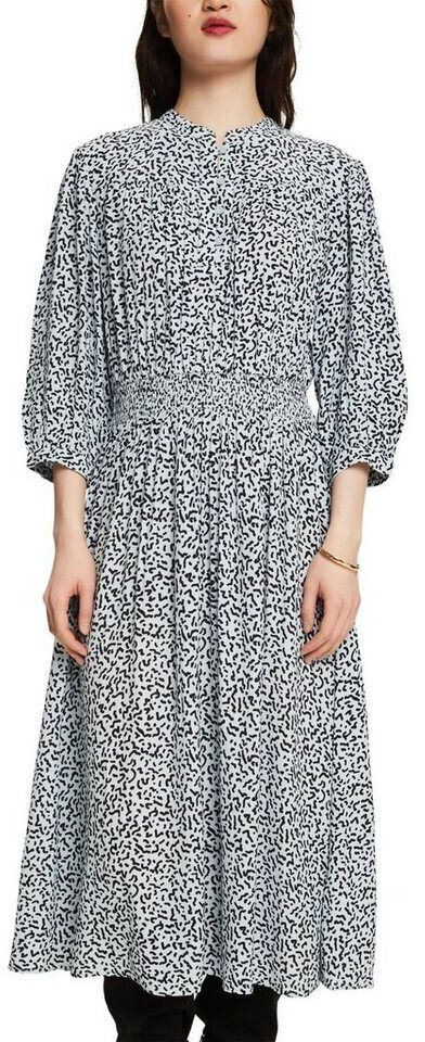 Esprit Crêpe midi dress with print (014EE1E318) light blue