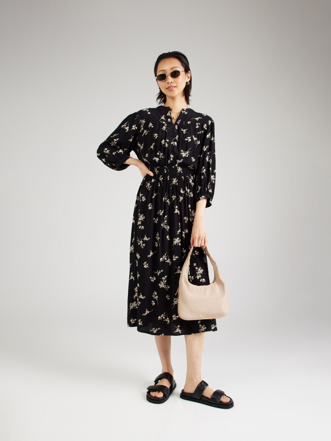 Esprit Crêpe midi dress with print (014EE1E318) black